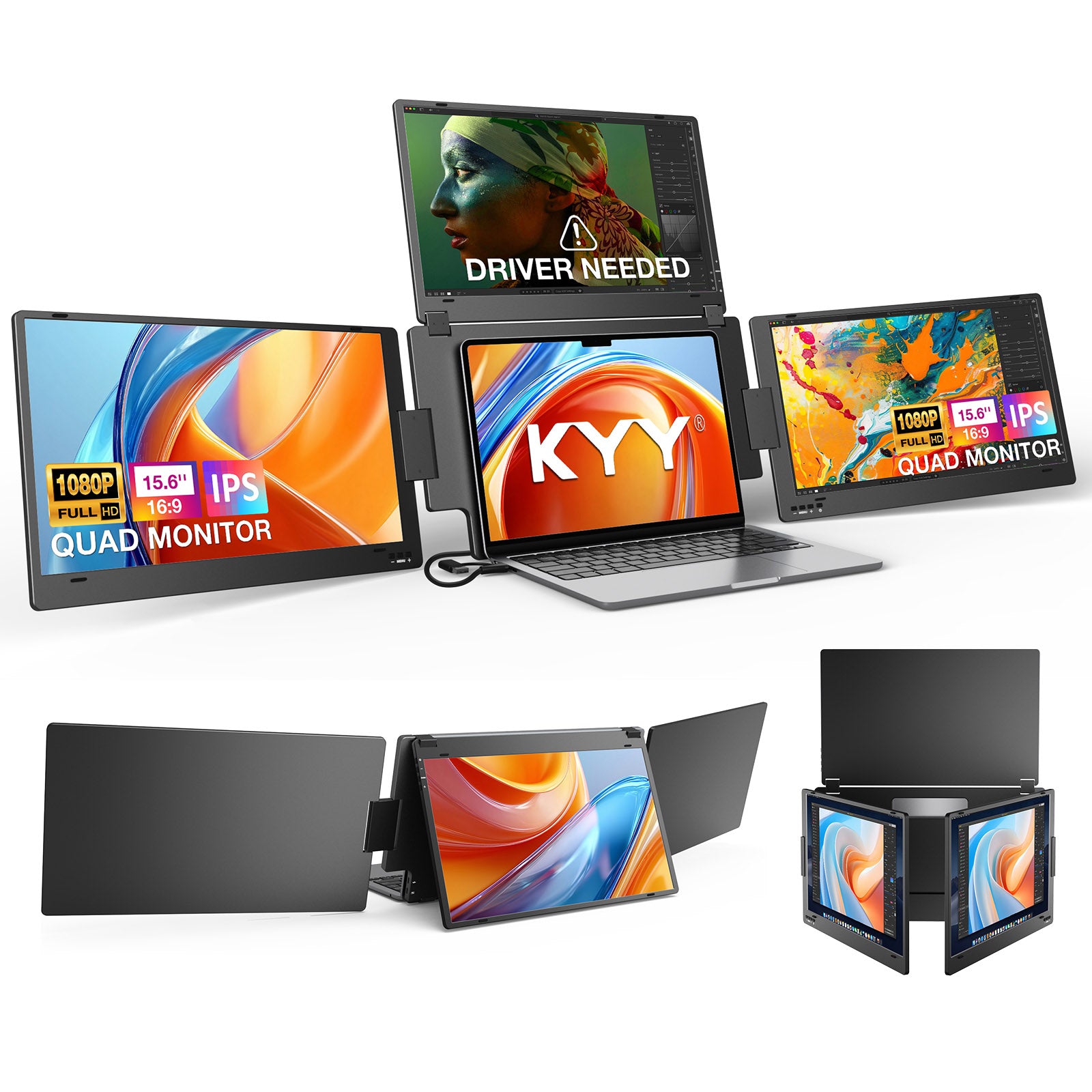 KYY 15.6" Quad Portable Monitor Extender X90G