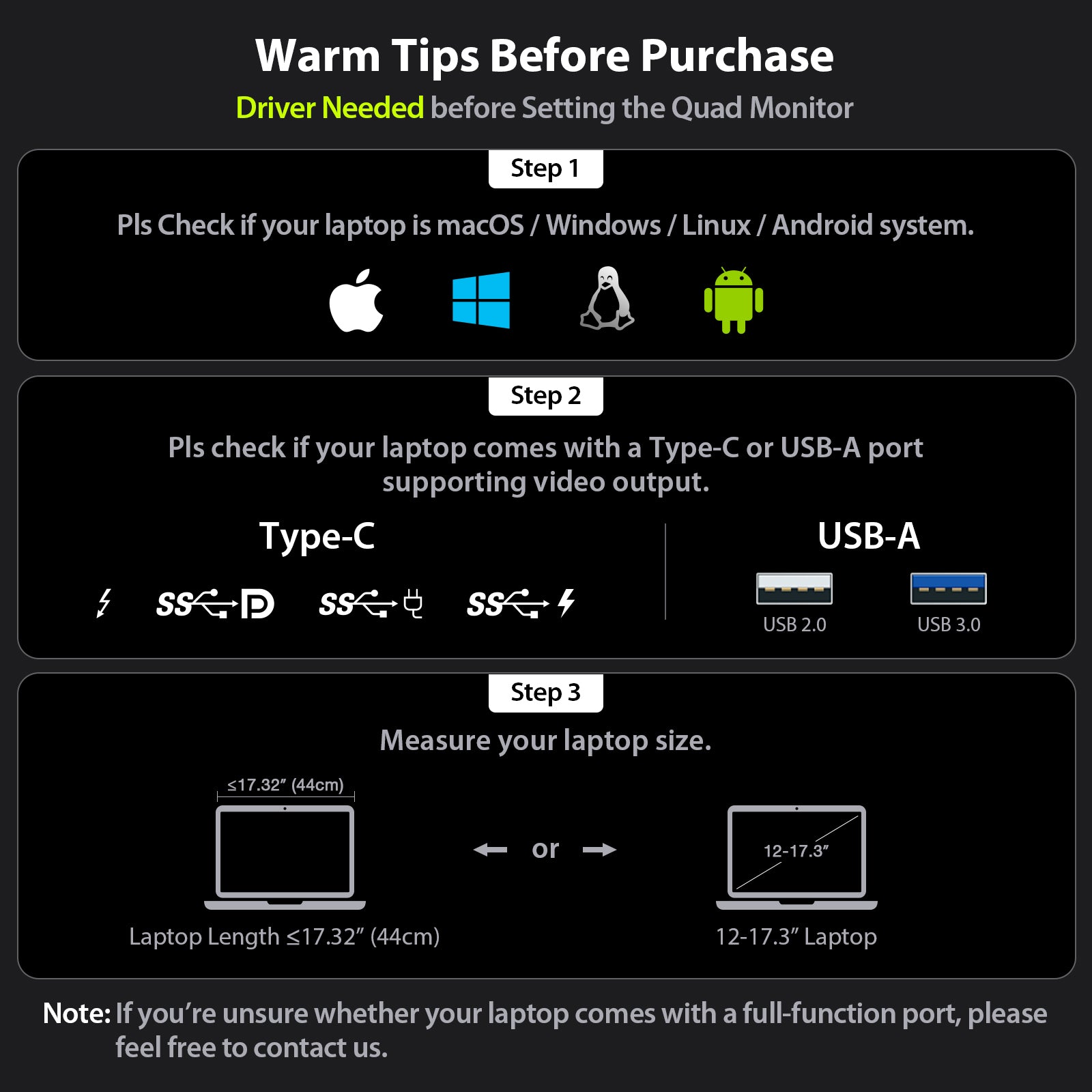 KYY 15.6" Quad Portable Monitor Extender X90G
