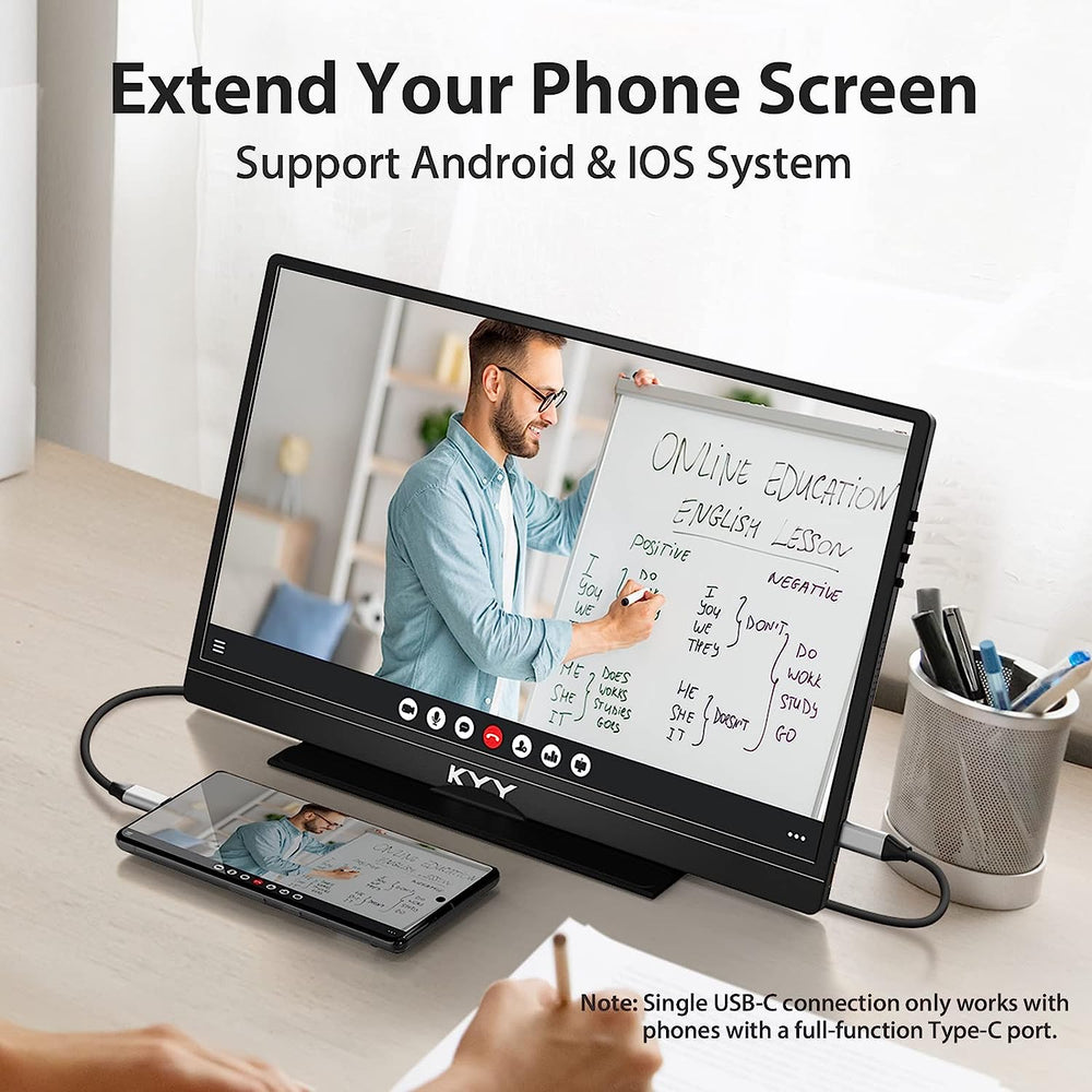 K3 Monitor KYY 15.6” FHD Portable Monitor K3-2 | USB-C Travel IPS Display
