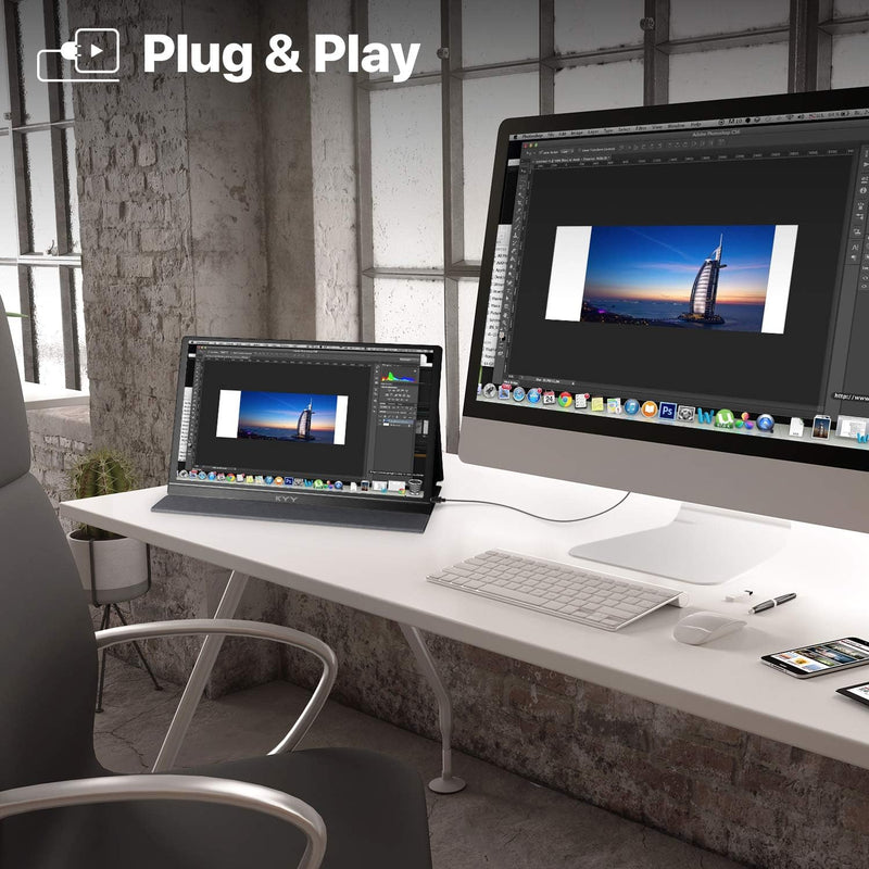 K3 Monitor KYY 15.6” FHD Portable Monitor K3-2 | USB-C Travel IPS Display