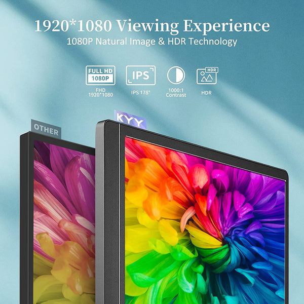 KYY 15.6” FHD Portable Monitor K3-1 | USB-C IPS Travel Display