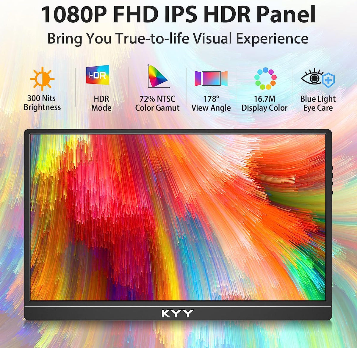 K3 Monitor KYY 15.6” FHD Portable Monitor K3-2 | USB-C Travel IPS Display